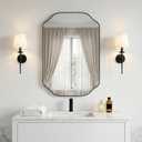 Black Bathroom Mirror, 24"x36" Wall Vanity Mirror Modern Asymmetrical Mirrors with Stainless Steel Metal Frame, Rounded Scalloped Mirrors Wall-Mounted((Horizontal/Vertical)