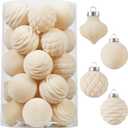 Wironlst Velvet Ornaments for Christmas Tree, 4 Style Flocked Matte Velvet Christmas Ball Ornaments, Shatterproof Decor for Xmas Tree Wedding Holiday Party Home (2.36" 25pcs Cream)