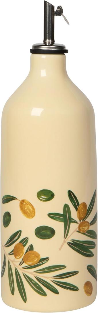 Now Designs Olive Oil Cruet - Elegant Glass Dispenser for Kitchen and Dining, 16 ounces