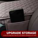 1 PC Car Center Console Cover, Leather Car Armrest Cushion Cover with Side Storage Pockets, Middle Car Interior Accessories, Universal for Trucks, Cars, SUVs (Brown)