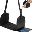 Airplane Foot Hammock with Removable Base & Memory Foam - Wide Hardboard Support No-Collapse Foot Rest for Long Flights, Office, Travel - Thickened Design Relieves Foot Pain (Black, Travel Essentials) (1 Pack)