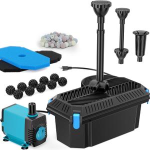 Antfraer Pond Filter with Pump Kits, Pond Filters for Outdoor Ponds Built In 660GPH Pond Pump, Pond Filter Box Suitable for Garden, Fountain, Pond, Animal Sink, Waterfall, Aquarium-Corded Electric