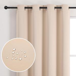 Outdoor Curtains for Patio Waterproof - Weatherproof Porch & Gazebo Curtains, Grommet Top and Tab Bottom Drape, 1 Panel, 52" W x 108" L, Beige