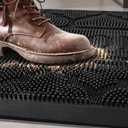FRAMICS Front Door Mat Outside Entrance, Heavy Duty Rubber Door Mats Outdoor Welcome Mat Waterproof Doormat Non Slip for Entryway Doormats Dirt Trapper Indoor Mats All Seasons, 17 x 30 Inches, Black