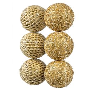 6pcs 3.94" Christmas Ball Ornaments Glitter Shatterproof Christmas Tree Ornaments Sequin Xmas Hanging Balls Decorations for Wedding Party Holiday(Gold, 6pc-10cm)