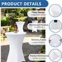 Cocktail Table Covers-Spandex Round High Top Table Cloths 6 Pack 32x43 Inch-White Stretch Fitted Bar Tall Tablecloth for Pub Bistro Highboy Party Event Banquet Height Folding Satnding Tables