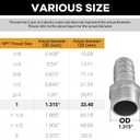 Stainless Steel Hose Barb Fitting,1" Hose Barb to 1" Male NPT, for Water Fuel Air (Pack of 2)