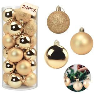 Napzy 18 Count Shatterproof Christmas Ball Ornaments Set, 2.36 Inch Golden Christmas Tree Decorations for Xmas Holiday Party Decor, Wreath and Garland Hanging Balls
