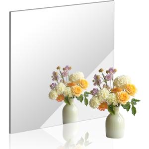 DARENYI 16x16 in Acrylic Mirror Sheet for Wall, 2.5mm Thick Unbreakable Non Glass Body Mirror Tile Self Adhesive Mirror Stickers Rectangular Wall Mirror for Bathroom Bedroom Home Gym Door Decor