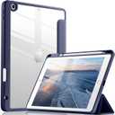 Wenlaty Compatible with iPad 9th /8th /7th Generation Case(2021/2020/2019), Full Body Protective with Pencil Holder, Clear Case Designed for iPad 10.2 Inch, Auto Sleep/Wake Cover, Navy