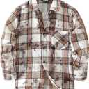 JOGAL Boys Plaid Shirt Long Sleeve Flannel Shirt Kids Button Down Shirts Beige 10