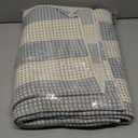 OJIA Washable Area Rugs 4'x6', Striped Outdoor Rug Cotton Woven Entryway Rugs Indoor Patio Rugs Carpet Large Area Rugs for Bedroom/Porch/Deck/Backyard/Camping/Living Room (Blue/White/Tan)