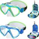 Toddler Swim Goggles Nose Cover,Kids Goggles No Hair Pull,Anti Fog Children Swimming Mask (2PK - Shark & Dino)