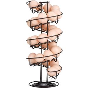 Toplife Spiral Design Metal Egg Skelter Dispenser Rack, Storage Display Rack, Brown