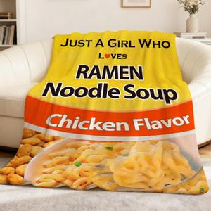Ramen Chicken Blanket Ramen Blanket Just a Girl Who Loves Ramen Blanket Flannel Fleece Throw Air Conditioning Quilt Lightweight Cozy Plush Blanket for Sofa S 50"X40" for Kids