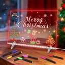 LED Note Board with 7 Colors - 13.8"x10" Acrylic Dry Erase Board with Light, 4 Modes Led Drawing Writing Board with 7 Marker Pen, Light up Message Board with Stand, Glow Rewritable Memo Board