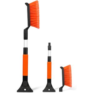 Autovir Extendable Snow Brush & Ice Scraper for Car Windshield | 26" Car Snow Brush with Ice Scraper | Extendable Snow Remover for Cars & SUVs | Snow Scraper for Car Windshield and Windows (Mini Brush-orange)