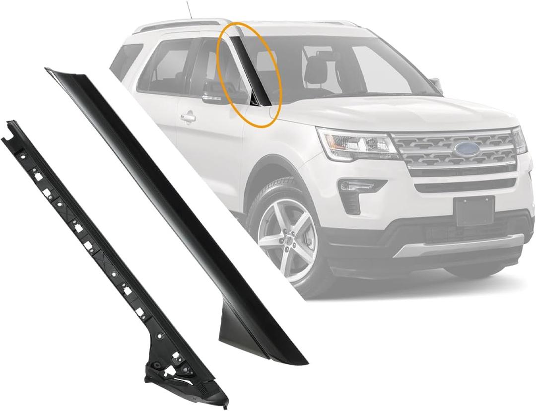Windshield Trim Molding A-Pillar Set, Compatible with 2011-2019 Ford Explorer,Front Outer & Inner Right Passenger BB5Z7803144AA BB5Z-7803136-AA BB5Z7803136BA BB5Z-7803144-AA 926-451 Window Accessories (A - Outer&Inner RH)