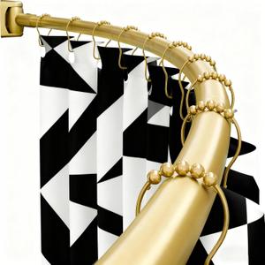 Curved Shower Curtain Rod 35-76 Inches, Adjustable Length Round Shower Rod for Bathroom, Rust-Resistant Metal Rods, Gold Stainless Shower Curtain Rod For Large Shower Space, Need to Drill