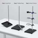 QWORK Lab Support Stand Set 2-Pack Steel Rod 24" with Iron Base & Clamps for Heating, Filtration, Distillation