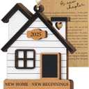New Home Ornament 2025 with Card, Housewarming Gifts New Home Gift Ideas, House Warming Closing Gifts for Buyers, Women, Couple, First Christmas House Decor (Wood)