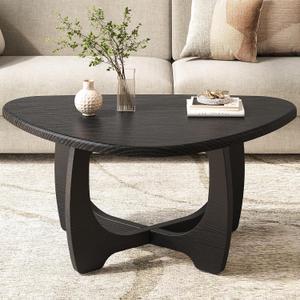 Coffee Table for Living Room, Mid Century Modern Round Coffee Table, Medium 36*22.4*16in Black