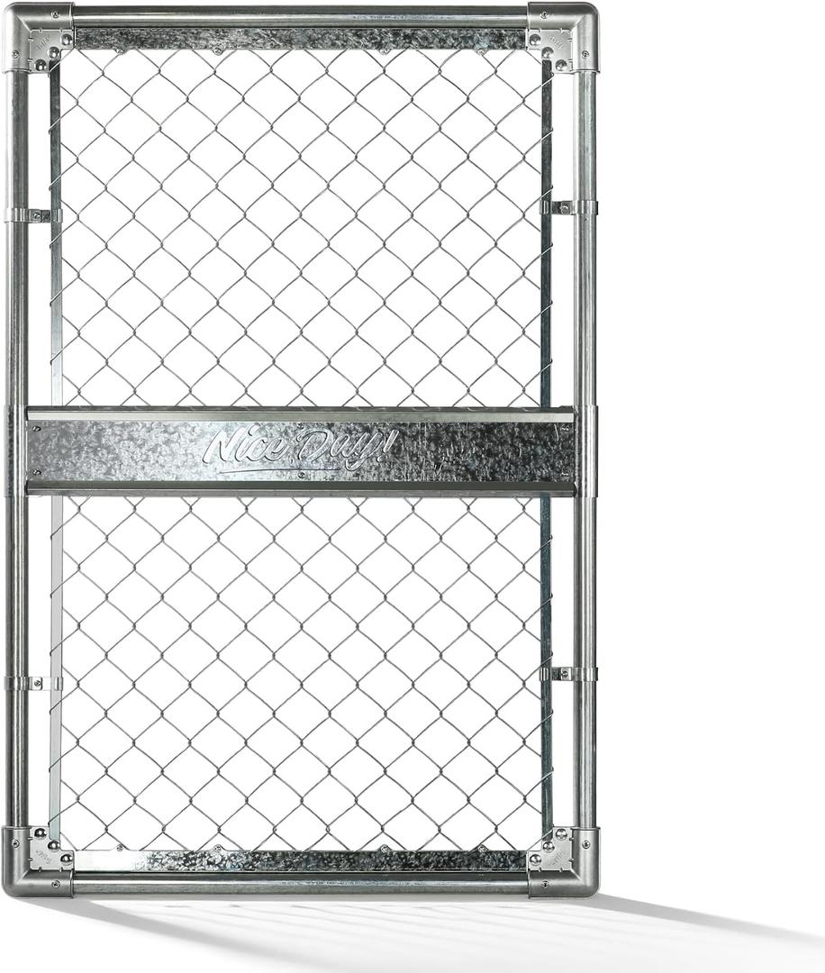 3x4FT(31.5"W x 47.2"H) Heavy Duty Chain Link Gate Easy Installation, Galvanized Steel Chain Link Gate Kit for YardPet EnclosureBackyardIncludes Galvanized Steel Pipes