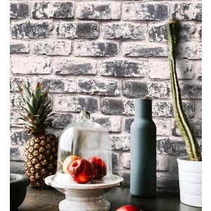 Cohoo Home Grey Brick Wallpaper Peel and Stick Contact Paper for Walls Self-Adhesive Removable Wallpaper Faux 3D Brick Contact Paper Bedroom Bathroom Waterproof Backsplash Fireplace17.7inW 78.7inL (White/Gray)