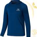Bassdash Youth UPF50+ Performance T Shirt with Hood Long Sleeve Fishing Hiking Sun Shirt FS03Y (Blue, S)