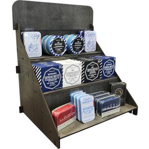 Torched Wooden Portable Retail Table Display Stand Countertop 3 Step Riser Craft Shows, Farmers Markets Tradeshows (Ebony)