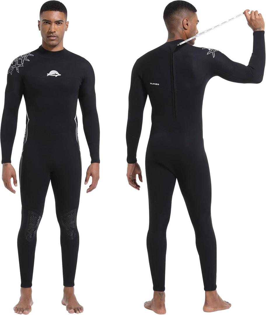XUKER Women Men Wetsuit 2mm 3mm, Neoprene Wet Suits Front/Back Zip in Cold Water Full Body Dive Suit for Water Sports M