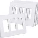 CML Matte White 3-Gang Decorator Screwless Wall Plates, 4 Pack Light Switch Covers, Standard Size 4.68 X 6.54, Scratch and Impact Resistant, Hidden Screws, Polycarbonate