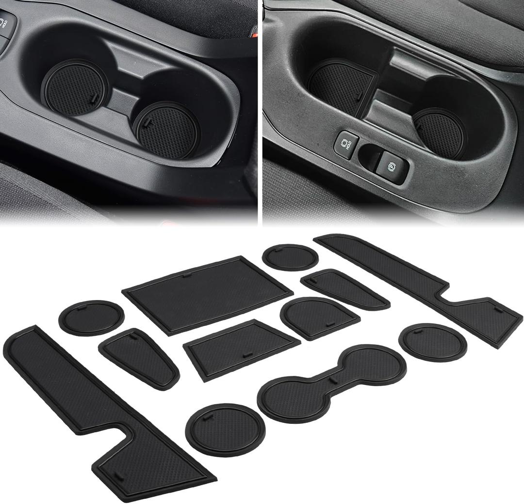 Auovo Cup Holder Insert Door Liners Compatible with Toyota Corolla Hatchback 2026 Accessories 2019-2024 2025 Car Console Cup Holder Door Pocket Mats Pads for Corolla Hatchback (12pcs/Set) (Black)