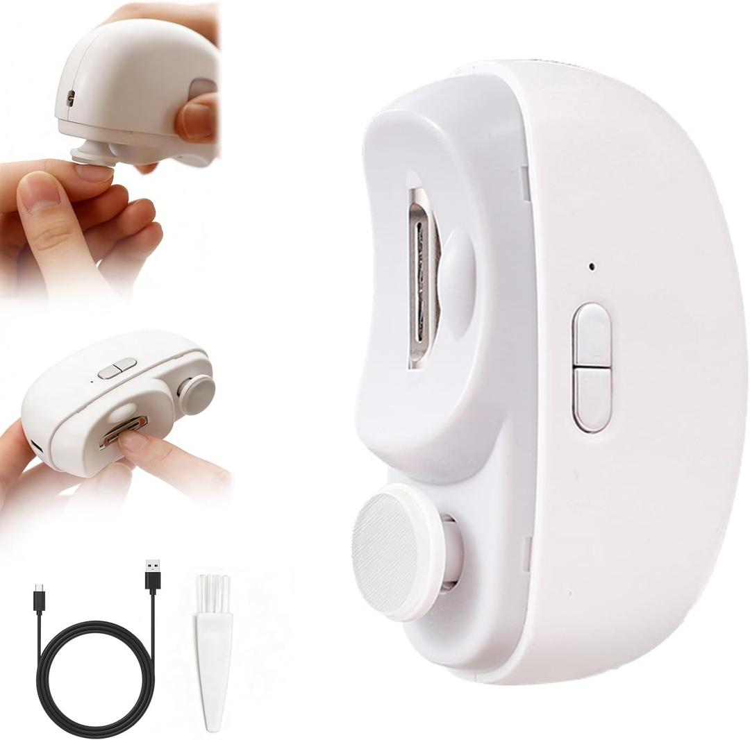 Electric Nail Clippers for Seniors,2026 New 3-in-1 Easyclip Smart Nail Clipper for Baby and Adults,Automatic Electric Nail Clipper with Polishing and Led Light,Suitable for Fingernail Toenails(White)