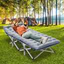 ABORON Camping Cot for Adult 28" Extra Wide, Heavy-Duty 1200D Oxford Cot for Sleeping, Portable Folding Camp Bed with Mat & Carry Bag, 75" x 28"