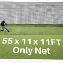 55'L x 11'W x 11'H Batting Cage Net 36 Ply PE Heavy Duty Baseball & Softball Batting Cage Netting Fully Enclosed Batting Cages for Backyard with Door (Net Only No Frame)