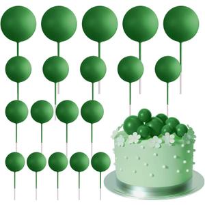 ASTARON 20 Pcs Ball Cake Topper Decorations Mini Balloons Cake Topper Sticks Dark Green Balls Cake Picks Cake Topper Balls Cake Decorations for Christmas Wedding Birthday Cake Decorations