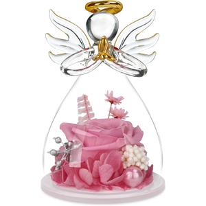 Mothers Day Mom Gifts for Mom,Fresh Flowers for Delivery,Birthday Gifts for Women Her,Preserved Flowers in Angel Figurines,Angel Gifts for Moms Mothers Day Grandma Wife Sister Valentines,Pink