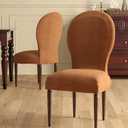 Round Back Dining Chairs Slipcovers, High End Velvet Curved Back Dining Chair Cover, Set of 2/4/6 Dining Room Chairs Covers Without Arms Modern Oval Side Chairs for Hotel Restaurant