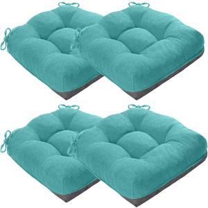 MAGIC ELEPHANT Chair Cushions for Dining Chairs, Memory Foam Kitchen Chair Cushions Set of 4, Non-Slip Thick Dining Room Chair Pads Seat Cushions, 15.5" x 15.5" x 4" (Aqua Green)