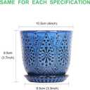 Gepege Succulent Pots, 4 Inch Small Indoor Ceramic Planter Pot with Drainage Holes and Saucers for Plants- Blue - Set of 4