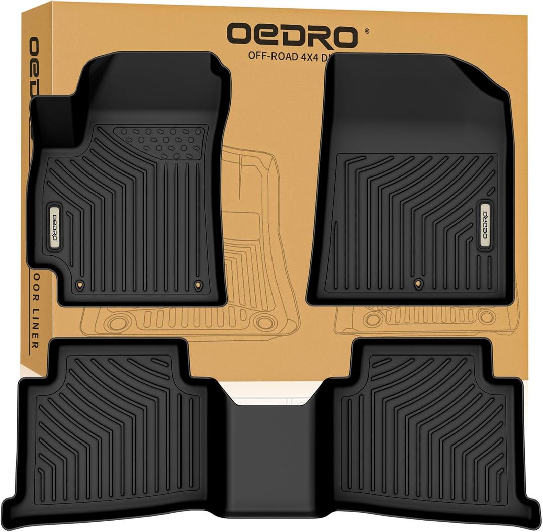 OEDRO Floor Mats Fit for 2021-2026 Kia Seltos, All Weather TPE Car Liners Custom Fit Seltos S, SX, LX, EX, X-Line Accessories, 1st and 2nd Row