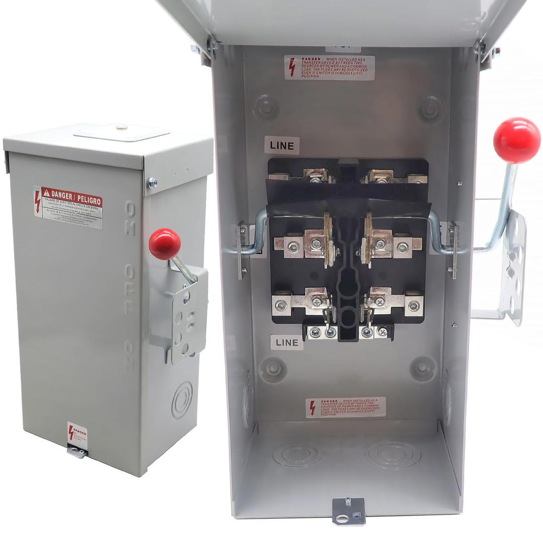 100A Manual Transfer Switch, 24000W General-Duty Double-Throw Safety SwitchGenerator Transfer Switch Meeting NEMA 3R Standards for Outdoor and Indoor