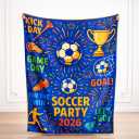Soccer Party 2026 Throw Blanket, Game Day Football Celebration Blanket, Soft Flannel Sports Party Decor for Couch Bed, Fun Gift for Men Women Kids