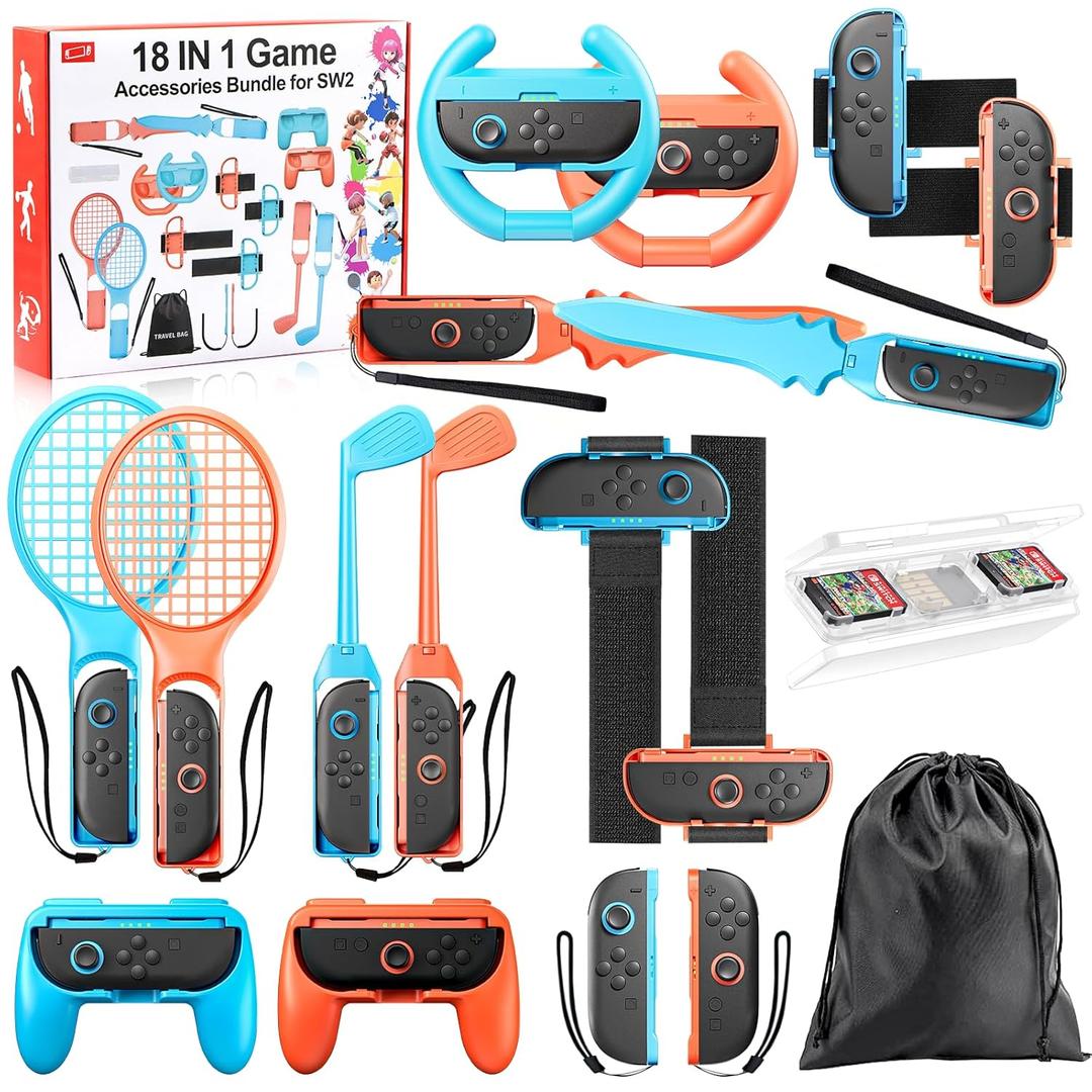 18 in 1 Switch 2 Sports Accessories Bundle for Nintendo Switch 2 Sports,Family Accessories Kit Compatible with Switch 2 Sports Games