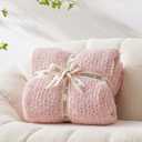 Snuggle Sac Pink Throw Blankets for Couch, Reversible Super Soft Warm Microfiber Blankets Cozy Knit Fuzzy Plush Lightweight Fluffy Throws for Sofa, Bed, Living Room, Heather Pink, 50 x 60 inches