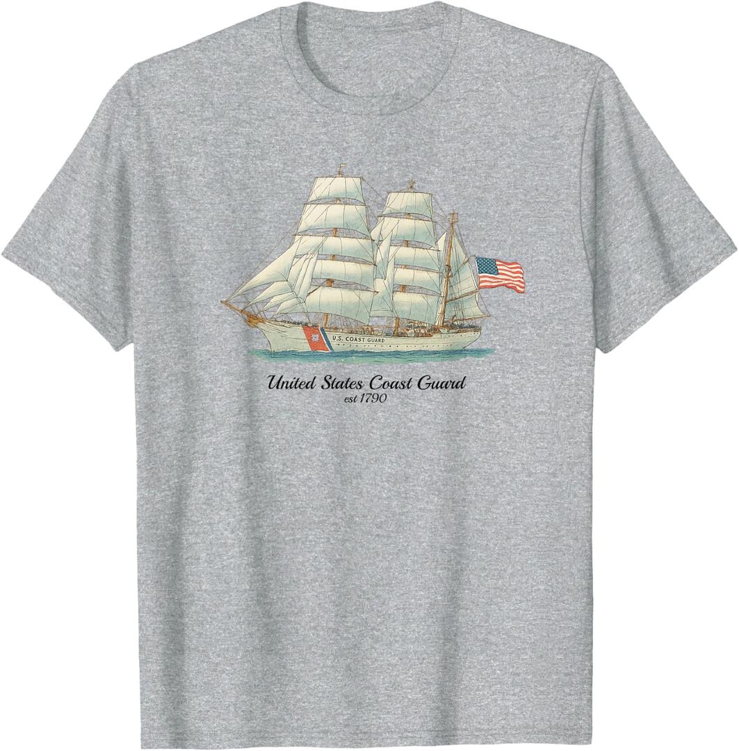 U.S. Coast Guard Eagle Classy USCG Gift T-Shirt (Gray, L)