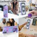ZIYE for iPhone 16 Plus Case with Camera Cover and Stand, Aesthetic Floral Flower Design for Women Girls, Adjustable Kickstand Dual Layer Shockproof Protective Cover, Purple