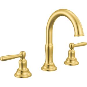 Delta Roe Brushed Gold Bathroom Faucet 3 Hole, 8 Inch Widespread Bathroom Sink Faucet for Vanity, Push-Pop Drain Assembly, Brushed Gold 35985LF-GB