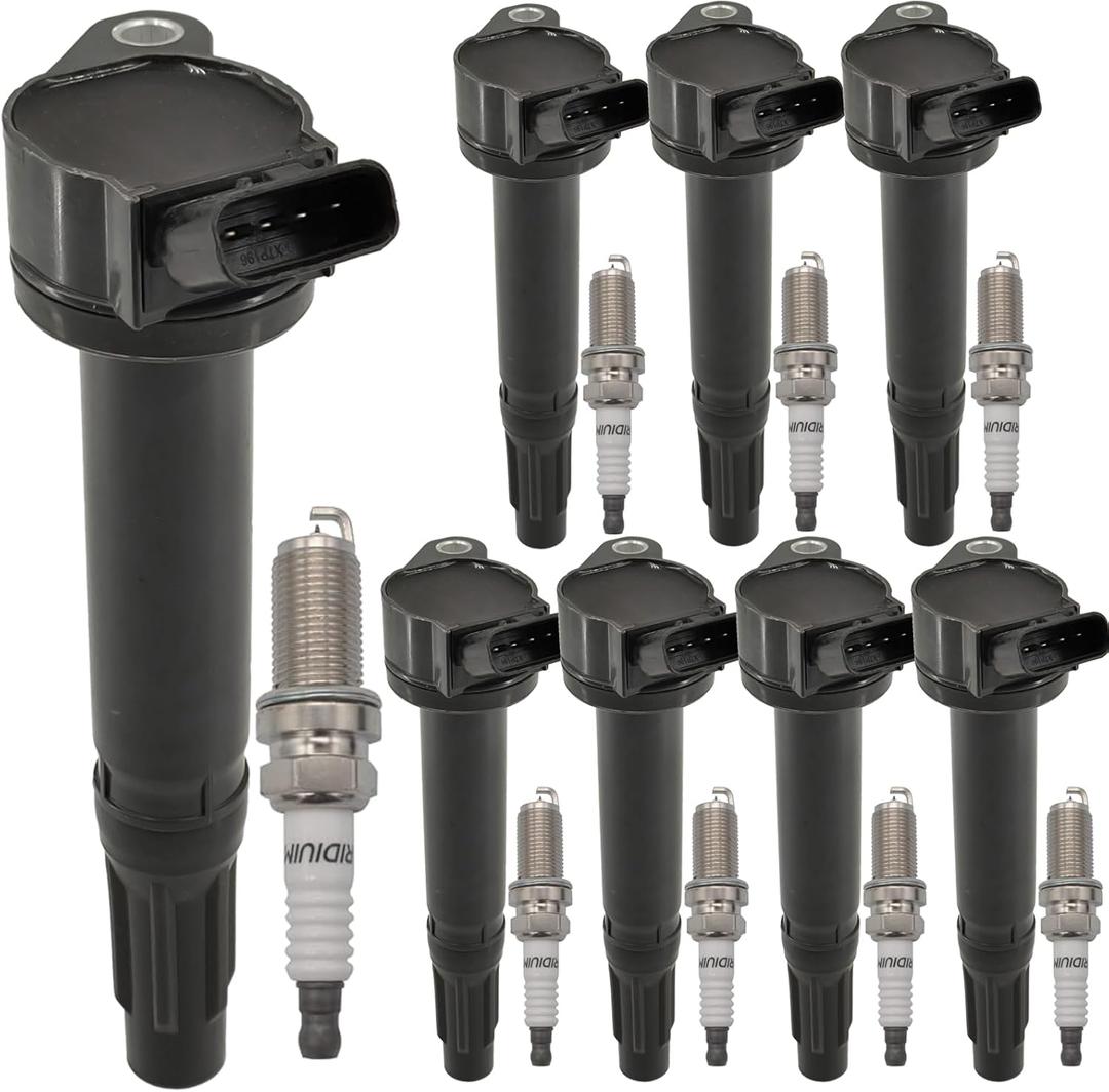 UF487 Ignition Coil Pack 90919A2002 and Iridium Spark Plugs Set of 8 Fit For Toyota Tundra 2010-2019,Sequoia 2008-2019,Land Cruiser 2008-2011 2013-2019&Lexus GX460,LS460,LX570 2007-2019 4.6L 5.7L V8